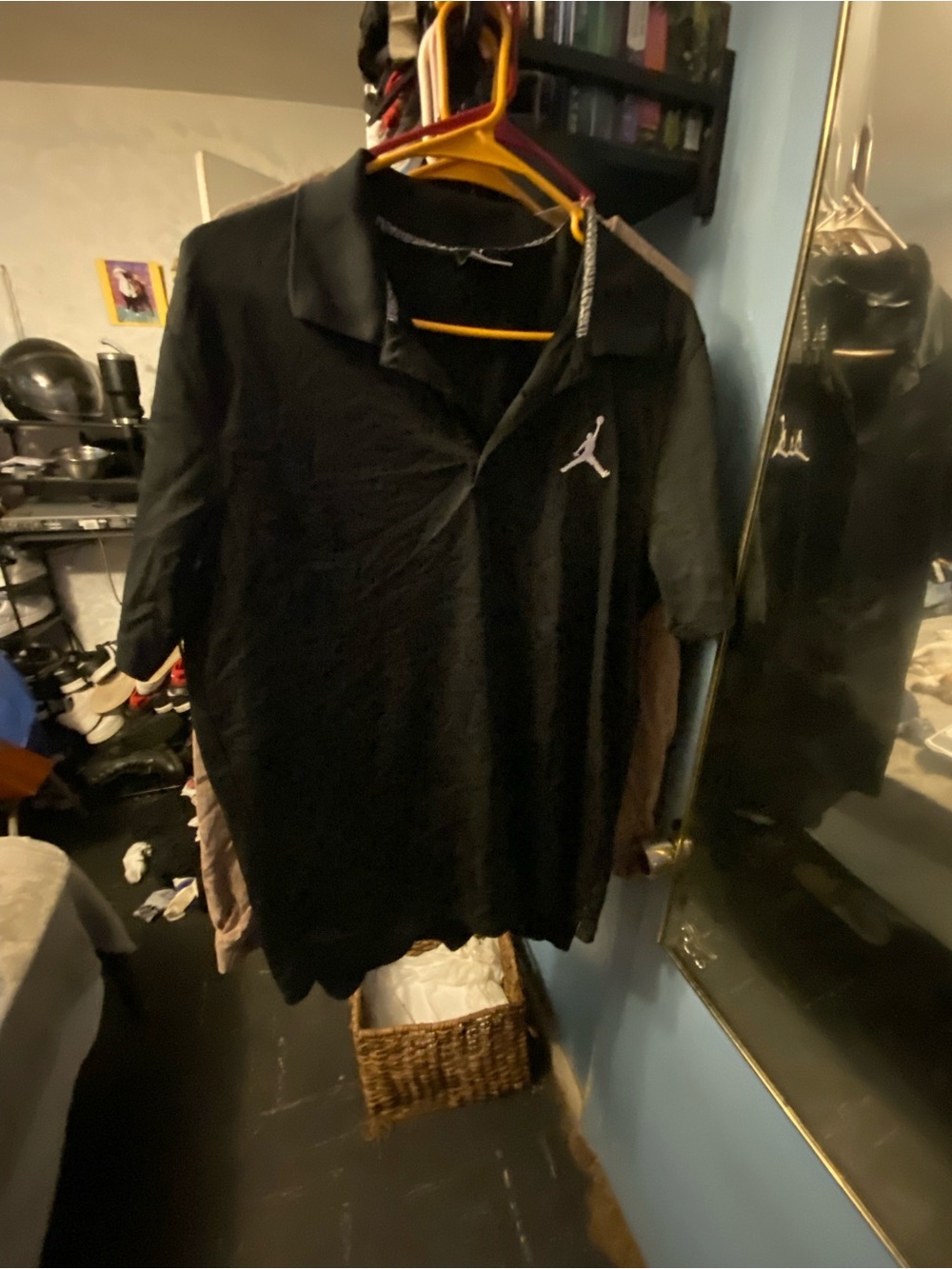 Jordan Black Polo with White Jumpman Chest Logo